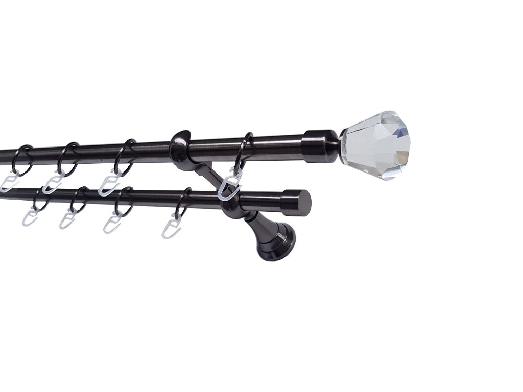 Galerie metalica Cristal dubla 19 mm, Black Nickel