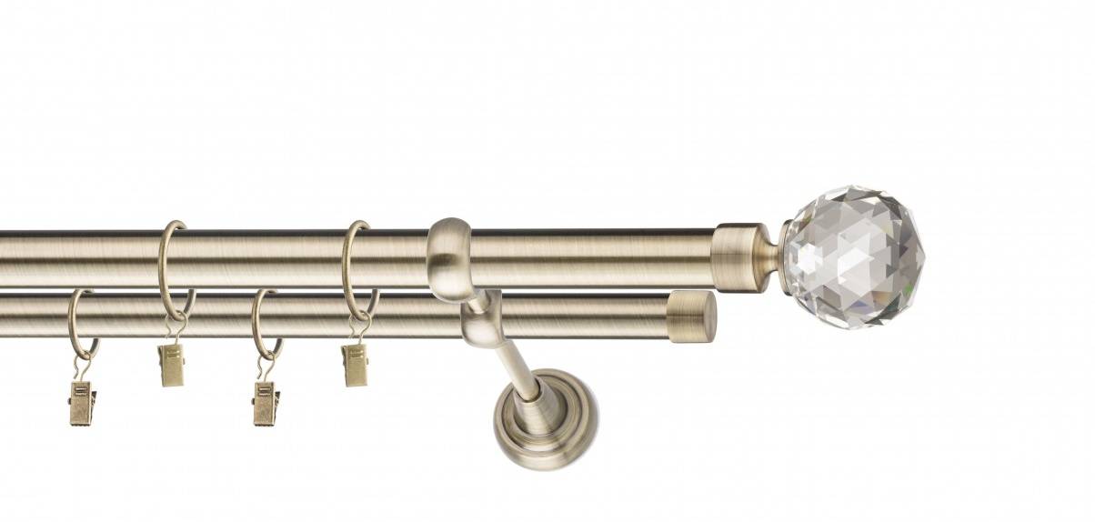 Galerie metalica Cristal dubla 25 mm, antique brass (auriu antic)