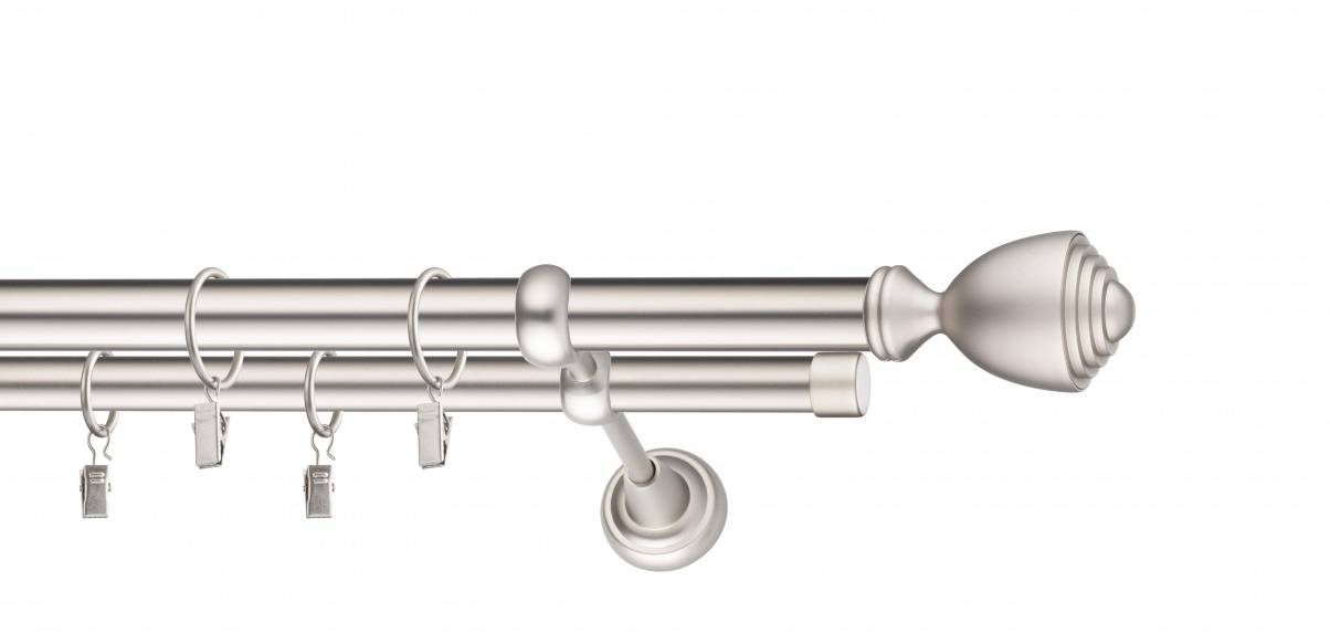 Galerie metalica AVANTI dubla 25 mm, satin nichel(argintiu mat)