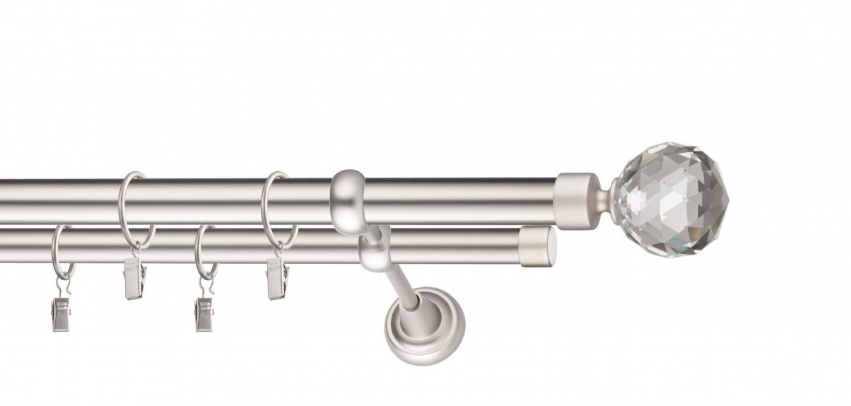 Galerie metalica CRISTAL dubla 25 mm, satin nichel(argintiu mat)