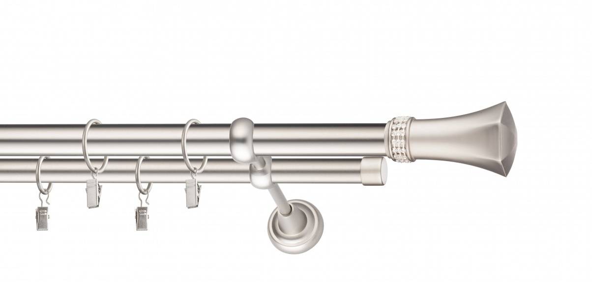Galerie metalica MONTANA dubla 25 mm, satin nichel(argintiu mat)