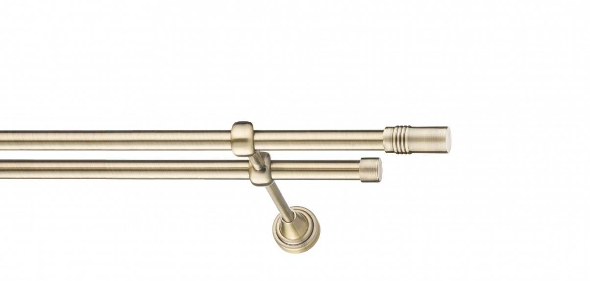 Galerie metalica Celtex -fără inele, dubla - clasic, 16 mm, antique brass (auriu antic)