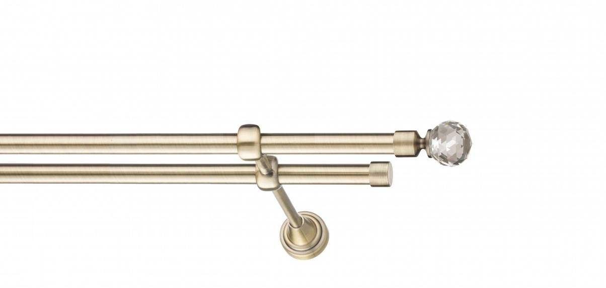 Galerie metalica Cristal -fără inele, dubla - clasic, 16 mm, antique brass (auriu antic)