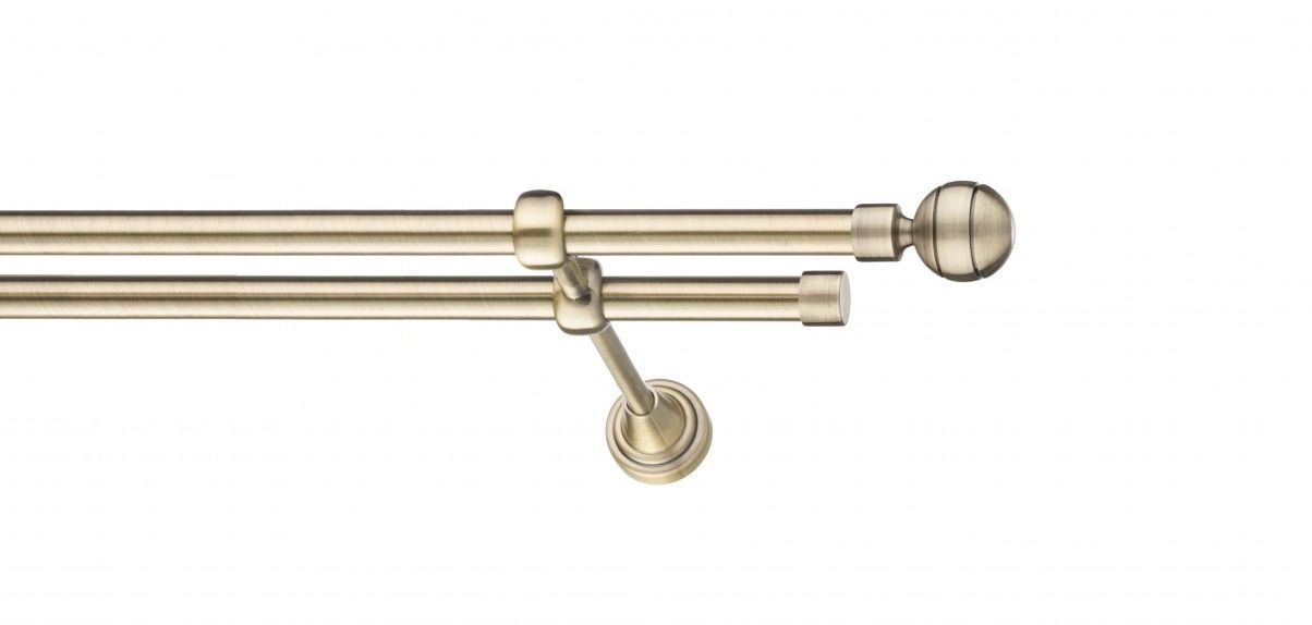 Galerie metalica Davi -fără inele, dubla - clasic, 16 mm, antique brass (auriu antic)