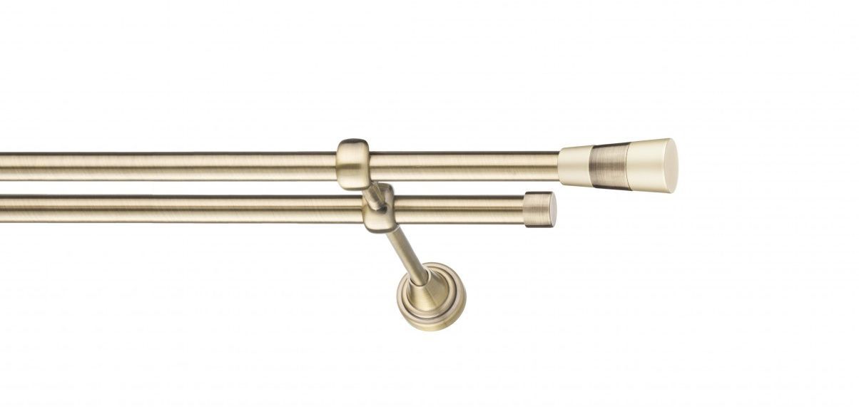 Galerie metalica Doris -fără inele, dubla - clasic, 16 mm, antique brass (auriu antic)