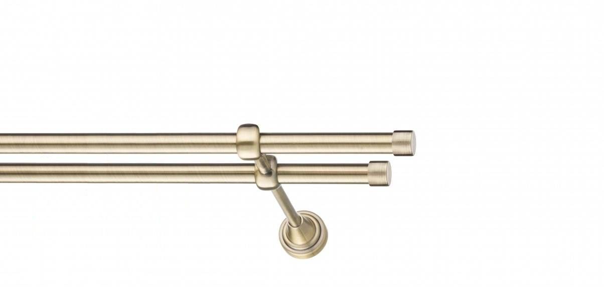 Galerie metalica Luna -fără inele, dubla - clasic, 16 mm, antique brass (auriu antic)