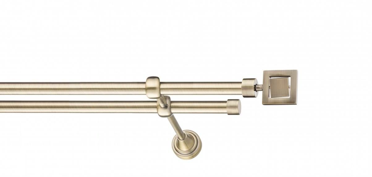 Galerie metalica Saturn -fără inele, dubla - clasic, 16 mm, antique brass (auriu antic)