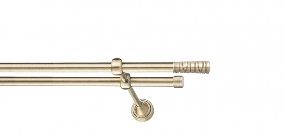 Galerie metalica Striat -fără inele, dubla - clasic, 16 mm, antique brass (auriu antic)