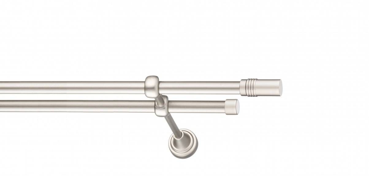 Galerie metalica Celtex -fără inele, dubla - clasic, 16 mm, satin nichel (argintiu mat)