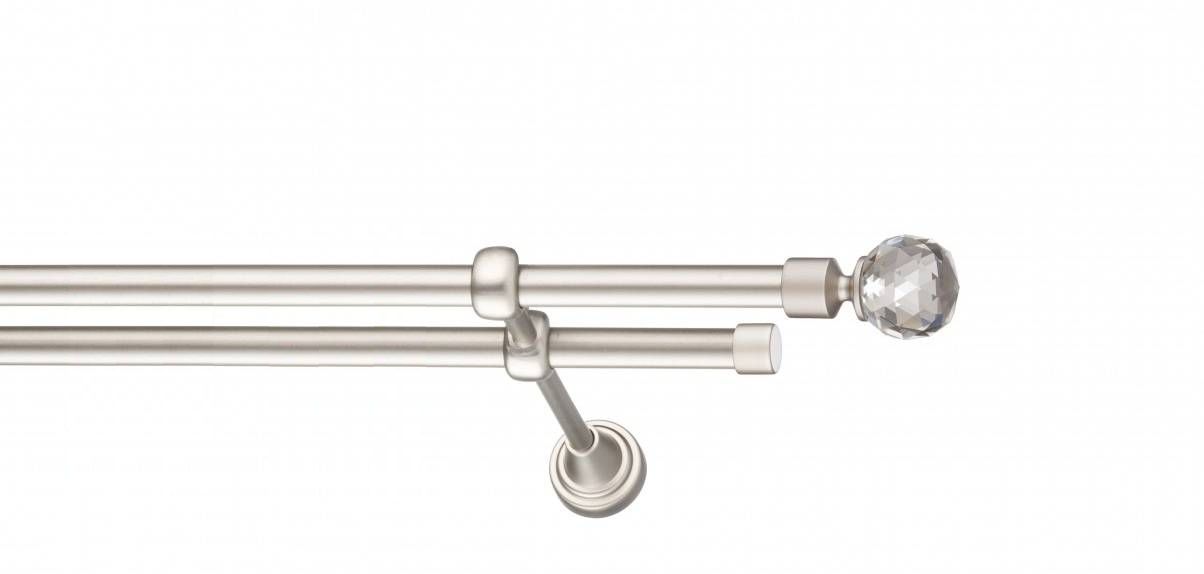 Galerie metalica Cristal -fără inele, dubla - clasic, 16 mm, satin nichel (argintiu mat)