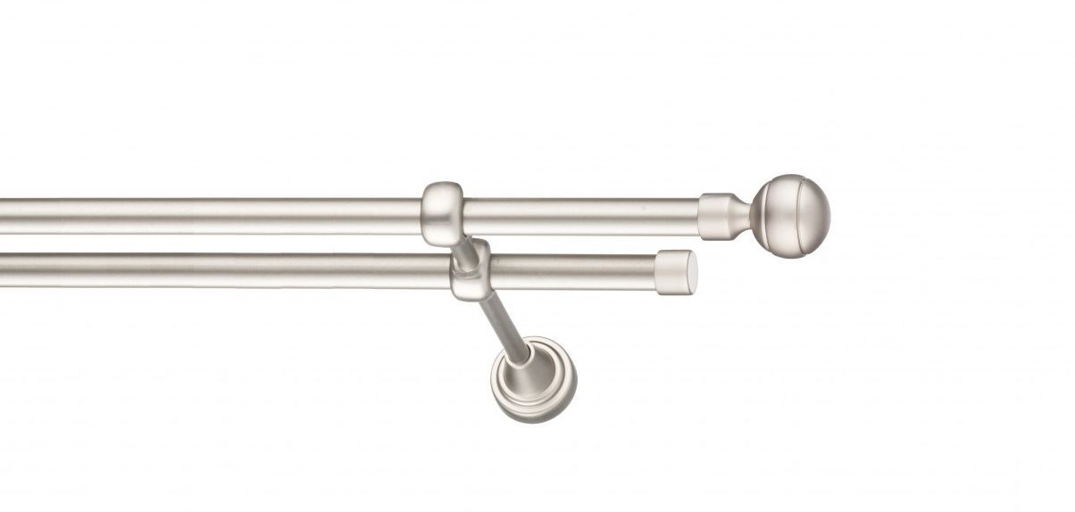 Galerie metalica Davi -fără inele, dubla - clasic, 16 mm, satin nichel (argintiu mat)