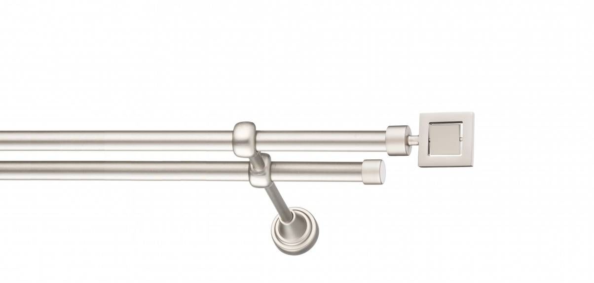 Galerie metalica Saturn -fără inele, dubla - clasic, 16 mm, satin nichel (argintiu mat)