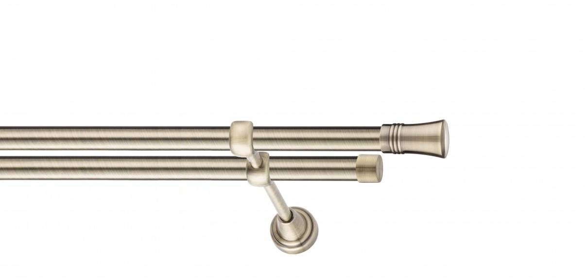 Galerie metalica Capri -fără inele, dubla - clasic, 19 mm, antique brass (auriu antic)