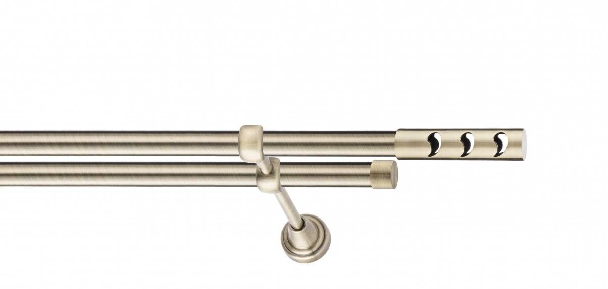 Galerie metalica Drop -fără inele, dubla - clasic, 19 mm, antique brass (auriu antic)