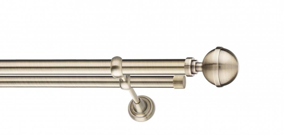 Galerie metalica Kalisto -fără inele, dubla - clasic, 19 mm, antique brass (auriu antic)
