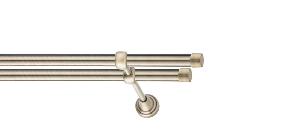 Galerie metalica Luna -fără inele, dubla - clasic, 19 mm, antique brass (auriu antic)