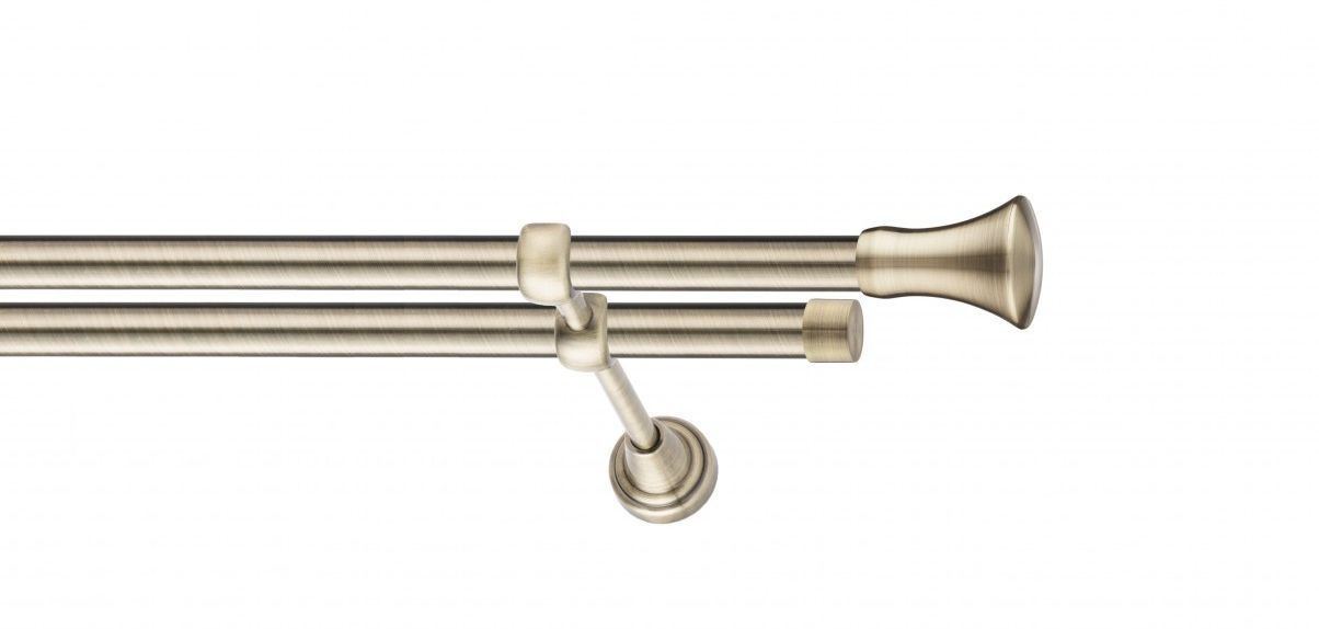 Galerie metalica Monaco -fără inele, dubla - clasic, 19 mm, antique brass (auriu antic)