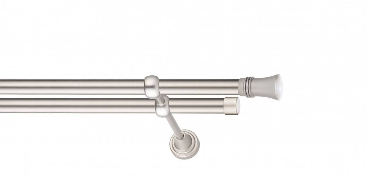 Galerie metalica Capri -fără inele, dubla - clasic, 19 mm, satin nichel (argintiu mat)