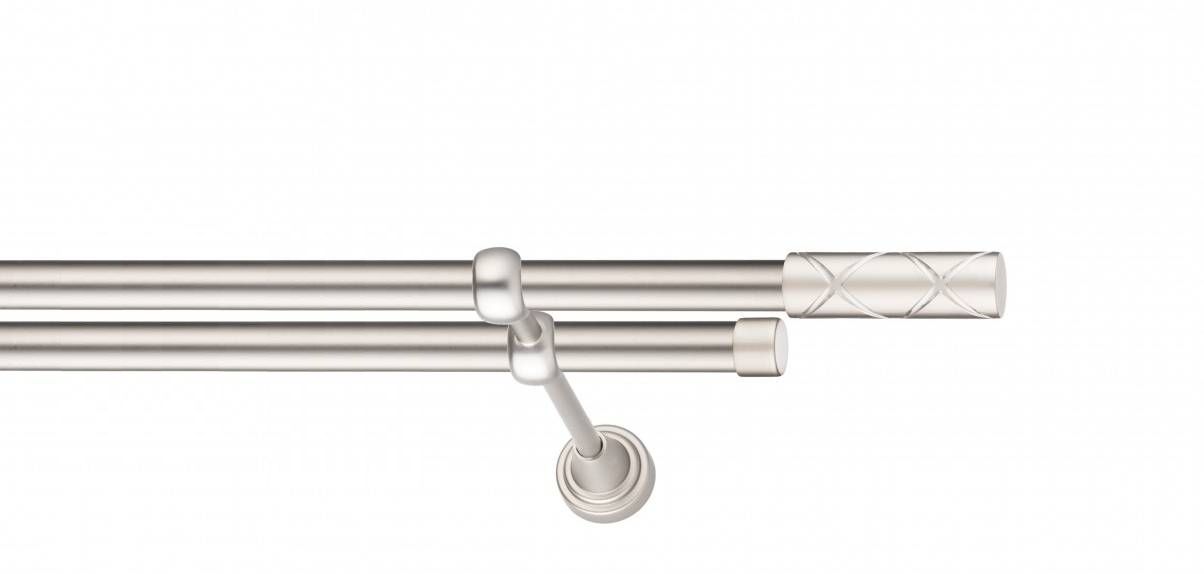Galerie metalica Ciel -fără inele, dubla - clasic, 19 mm, satin nichel (argintiu mat)