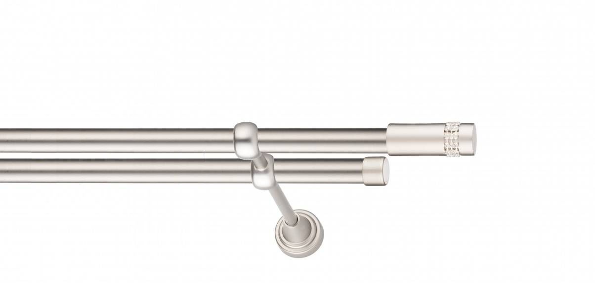 Galerie metalica Dios -fără inele, dubla - clasic, 19 mm, satin nichel (argintiu mat)