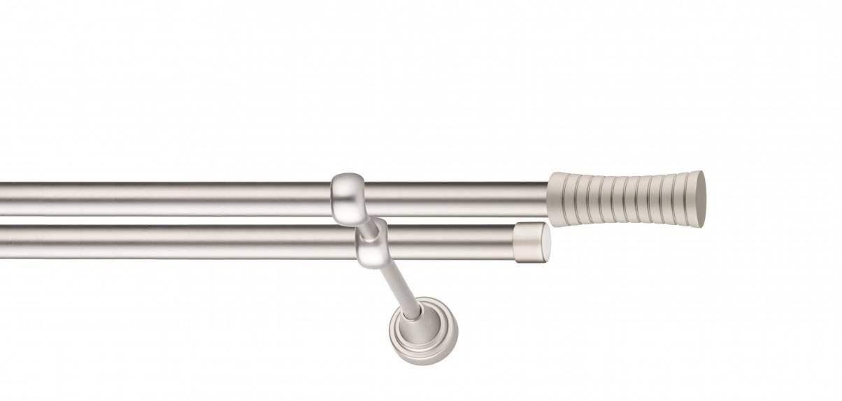 Galerie metalica Febris -fără inele, dubla - clasic, 19 mm, satin nichel (argintiu mat)
