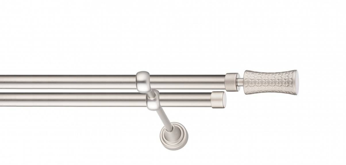 Galerie metalica Jaris -fără inele, dubla - clasic, 19 mm, satin nichel (argintiu mat)