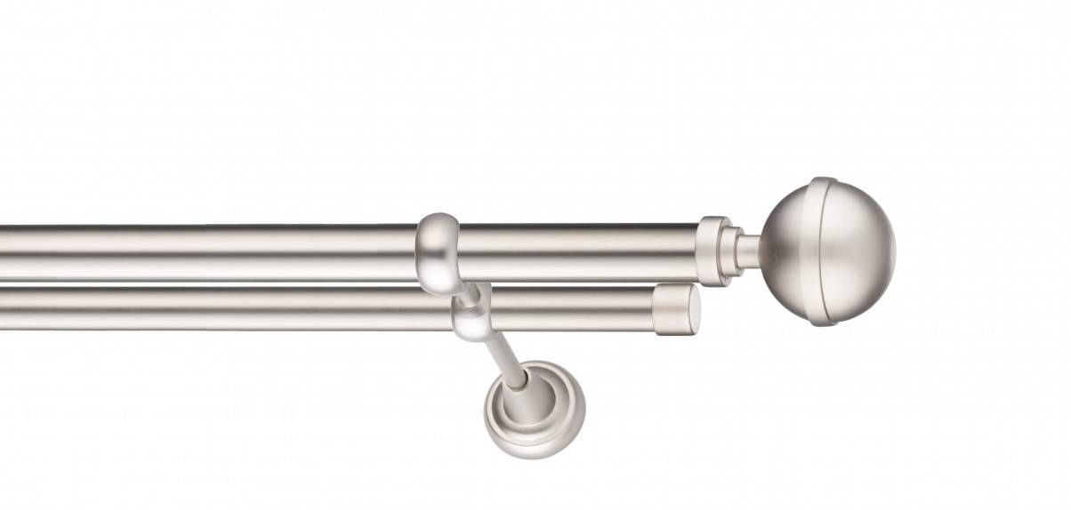 Galerie metalica Kalisto -fără inele, dubla - clasic, 19 mm, satin nichel (argintiu mat)