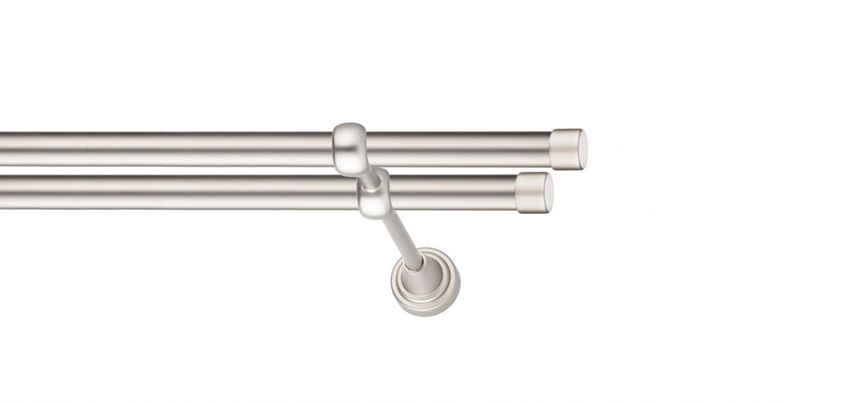 Galerie metalica Luna -fără inele, dubla - clasic, 19 mm, satin nichel (argintiu mat)