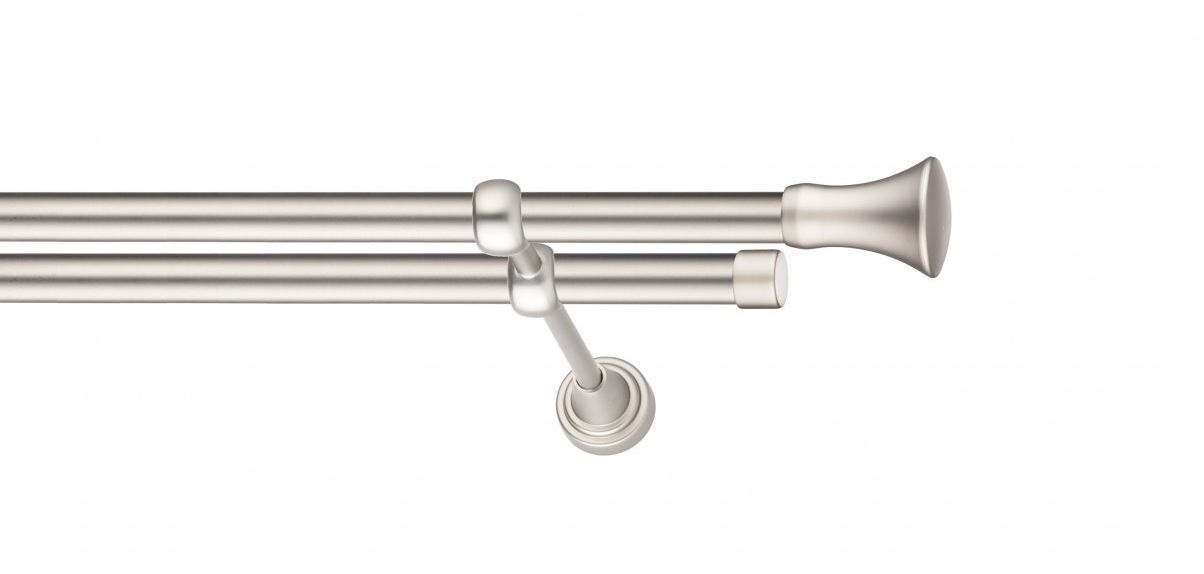 Galerie metalica Monaco -fără inele, dubla - clasic, 19 mm, satin nichel (argintiu mat)