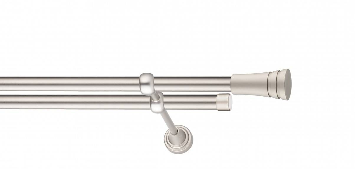 Galerie metalica Paola -fără inele, dubla - clasic, 19 mm, satin nichel (argintiu mat)