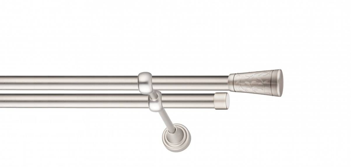Galerie metalica Sevilla -fără inele, dubla - clasic, 19 mm, satin nichel (argintiu mat)