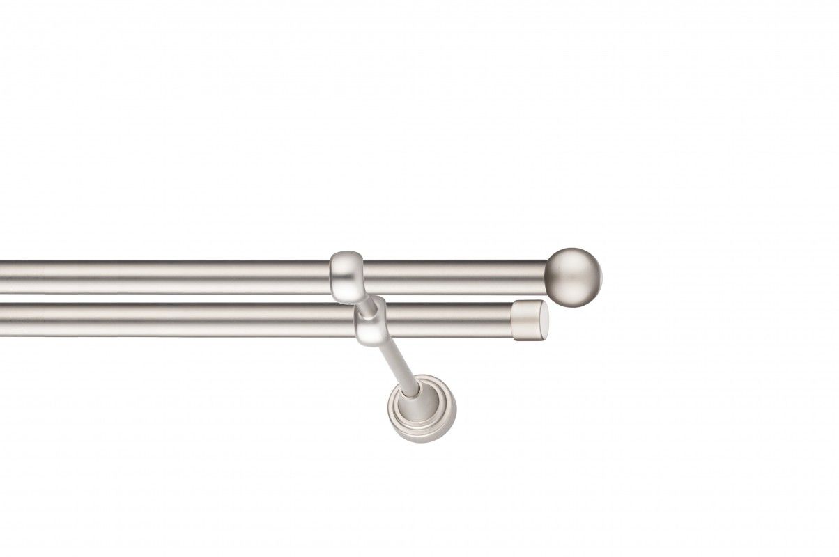 Galerie metalica Sfera -fără inele, dubla - clasic, 19 mm, satin nichel (argintiu mat)