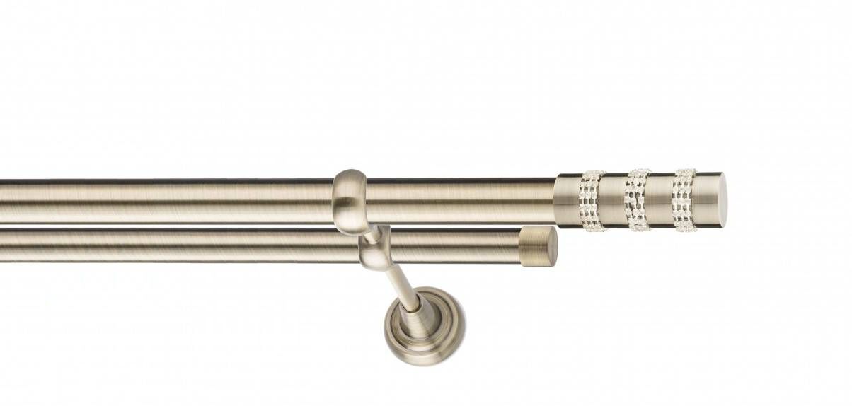 Galerie metalica Amber -fără inele, dubla - clasic, 25 mm, antique brass (auriu antic)
