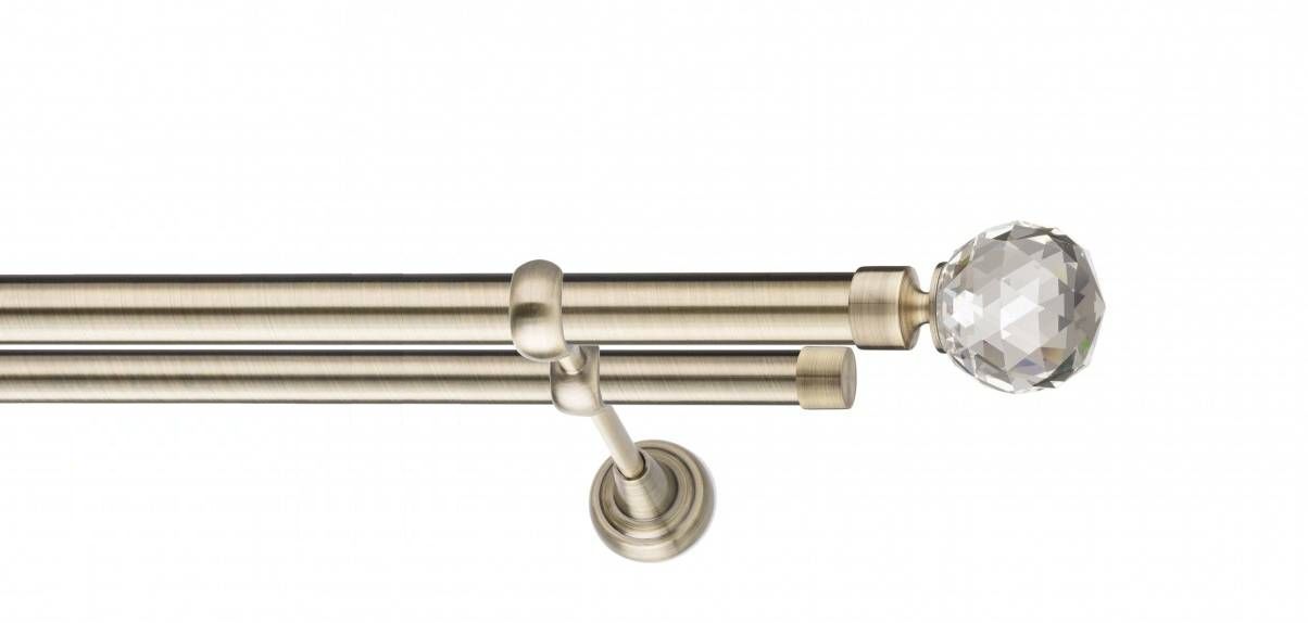 Galerie metalica Cristal -fără inele, dubla - clasic, 25 mm, antique brass (auriu antic)