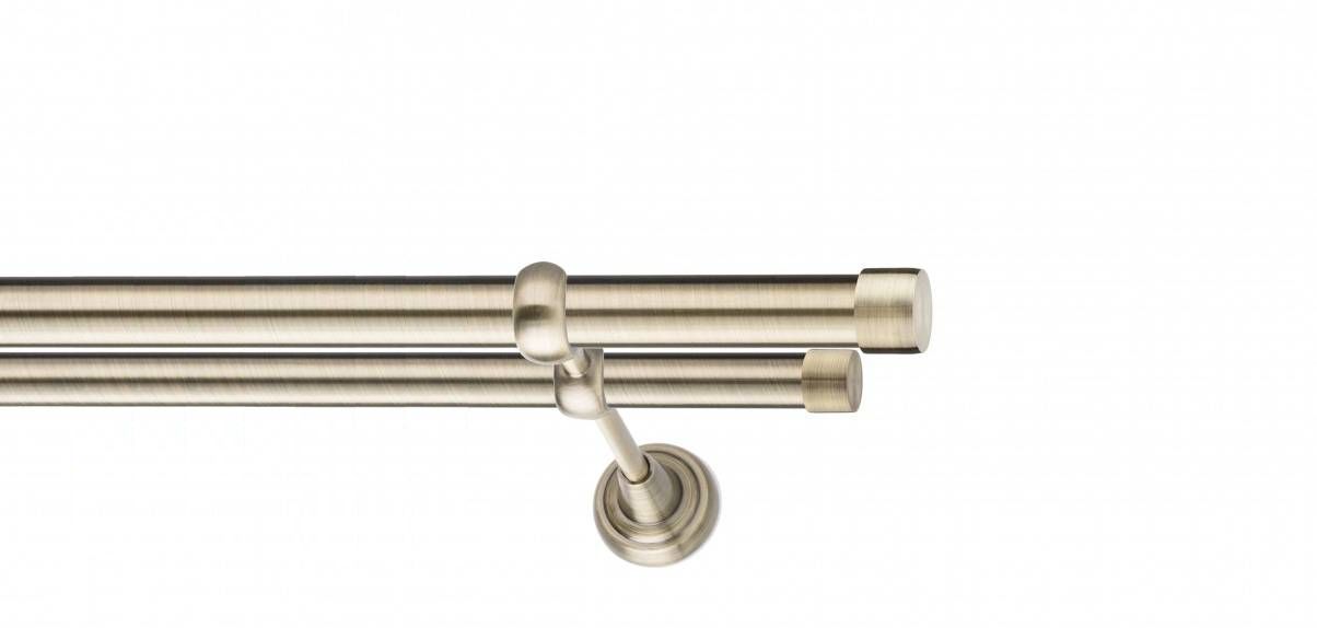 Galerie metalica Luna -fără inele, dubla - clasic, 25 mm, antique brass (auriu antic)