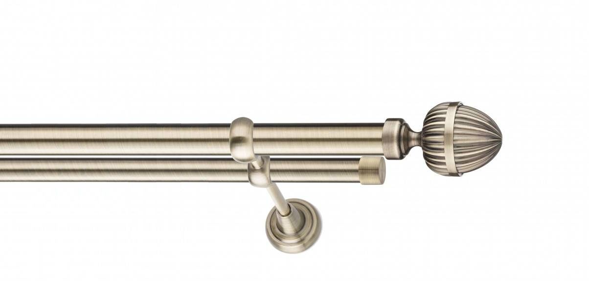 Galerie metalica Milano -fără inele, dubla - clasic, 25 mm, antique brass (auriu antic)