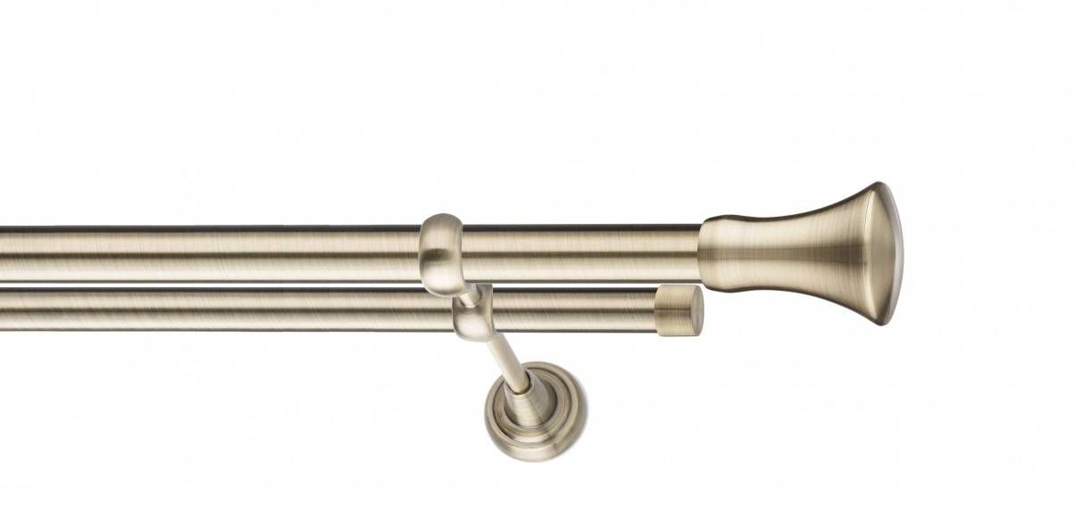 Galerie metalica Monaco -fără inele, dubla - clasic, 25 mm, antique brass (auriu antic)