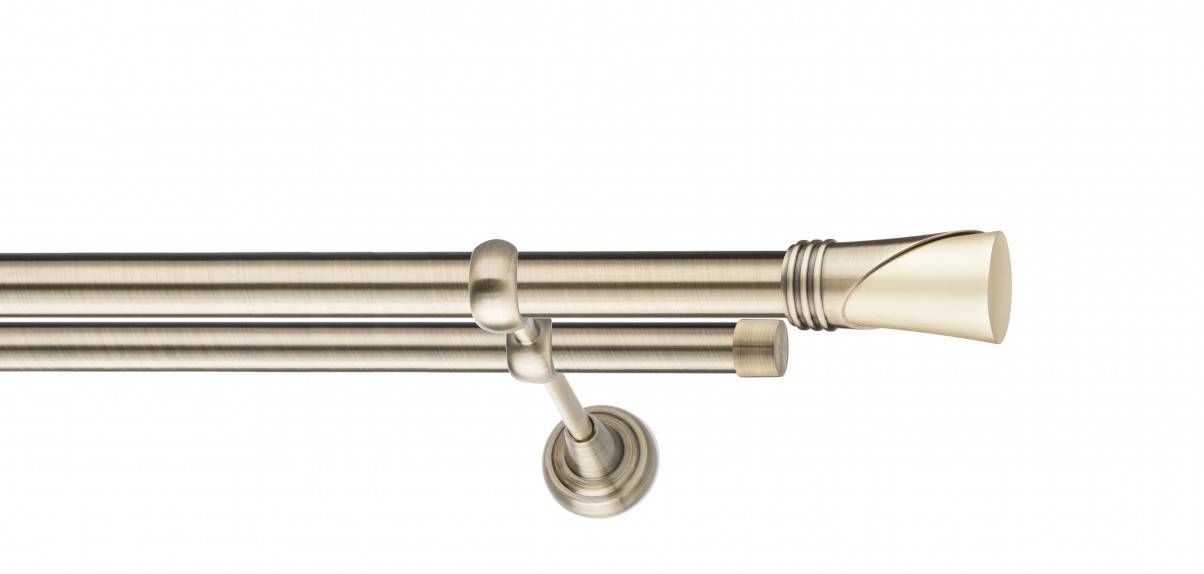 Galerie metalica Vega -fără inele, dubla - clasic, 25 mm, antique brass (auriu antic)