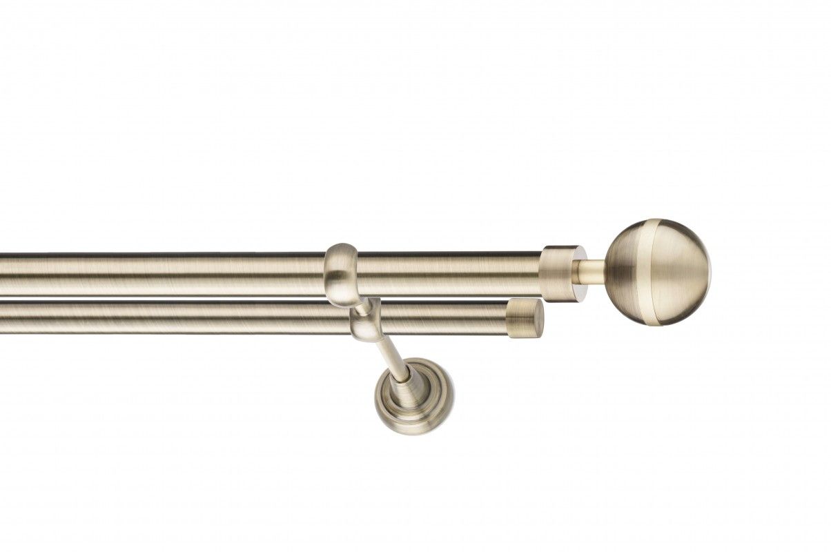 Galerie metalica Vivaldi -fără inele, dubla - clasic, 25 mm, antique brass (auriu antic)