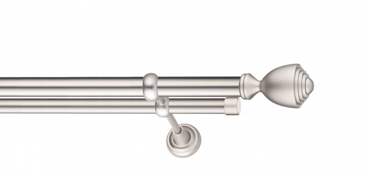 Galerie metalica Avanti -fără inele, dubla - clasic, 25 mm, satin nichel (argintiu mat)