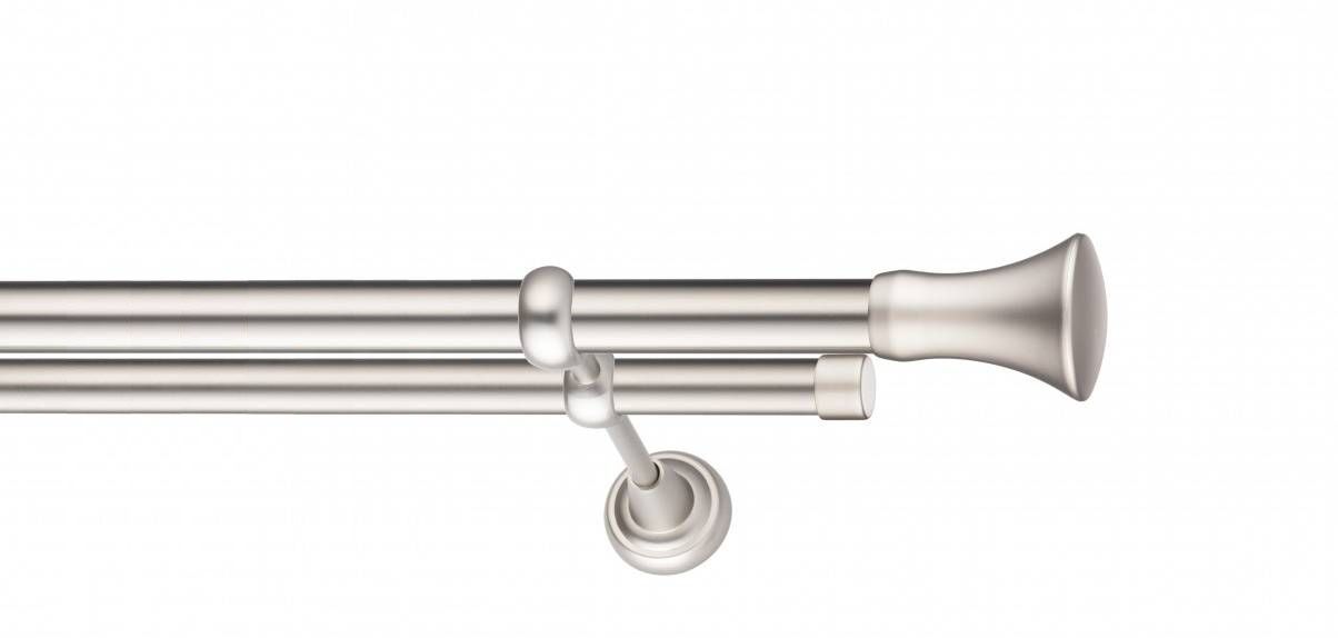 Galerie metalica Monaco -fără inele, dubla - clasic, 25 mm, satin nichel (argintiu mat)