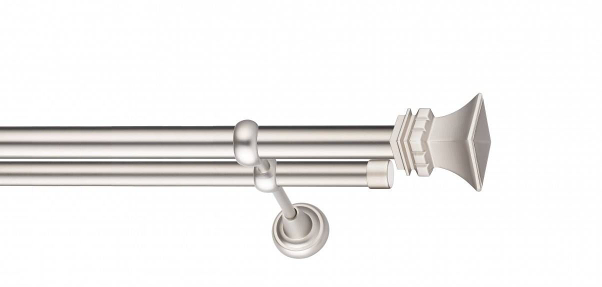 Galerie metalica Verona -fără inele, dubla - clasic, 25 mm, satin nichel (argintiu mat)