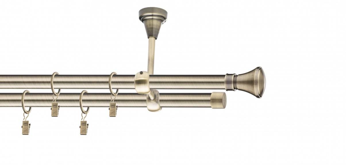 Galerie metalica Conic dubla de tavan 16 mm, antique brass (auriu antic)
