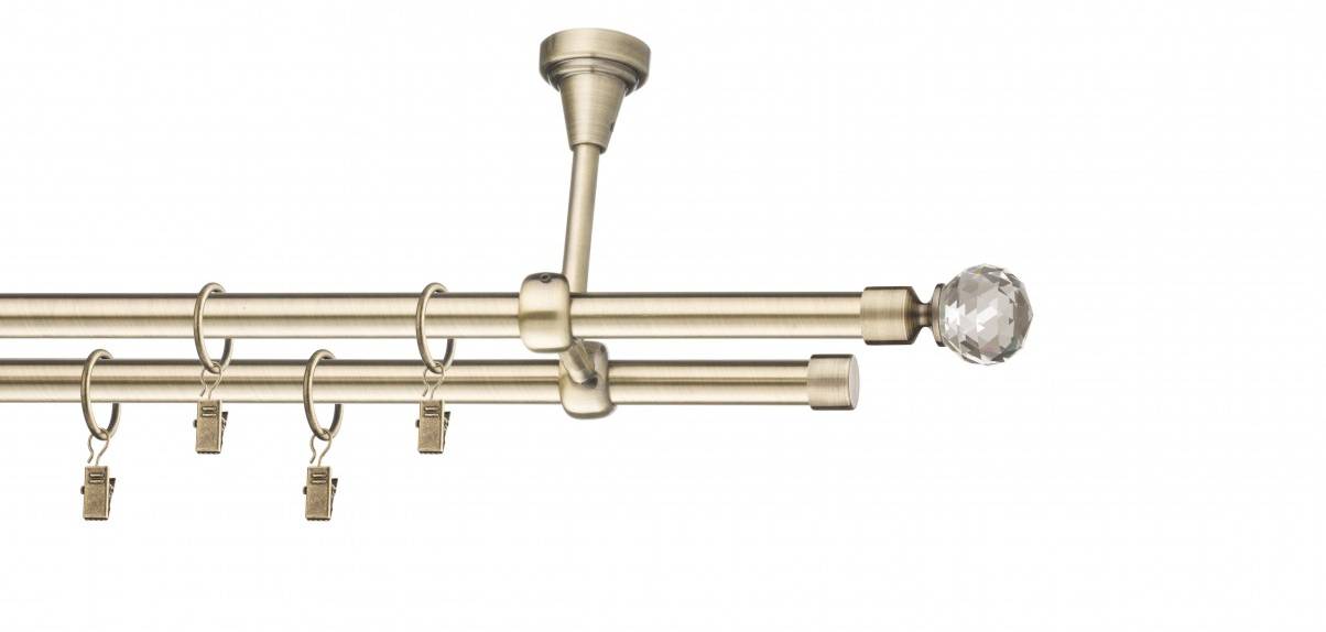 Galerie metalica Cristal dubla de tavan 16 mm, antique brass (auriu antic)