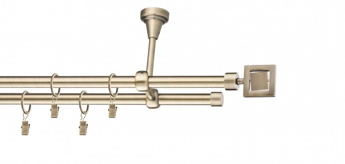 Galerie metalica Saturn dubla de tavan 16 mm, antique brass (auriu antic)