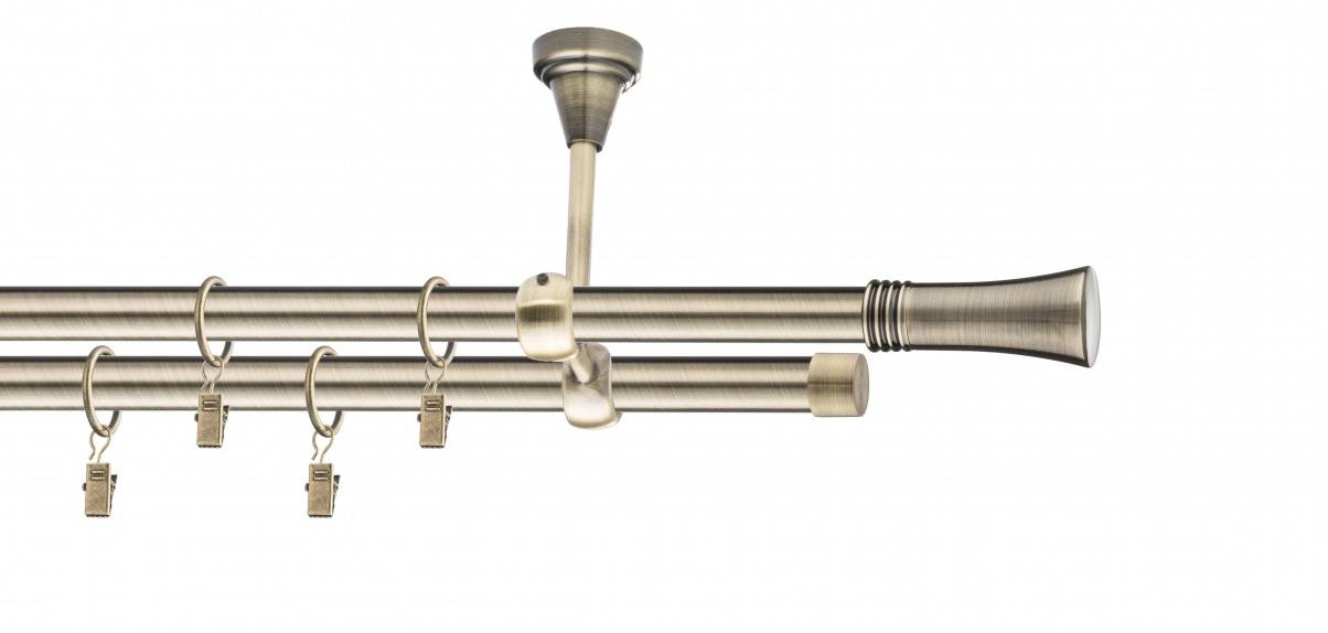Galerie metalica Ahile dubla de tavan 19 mm, antique brass (auriu antic)