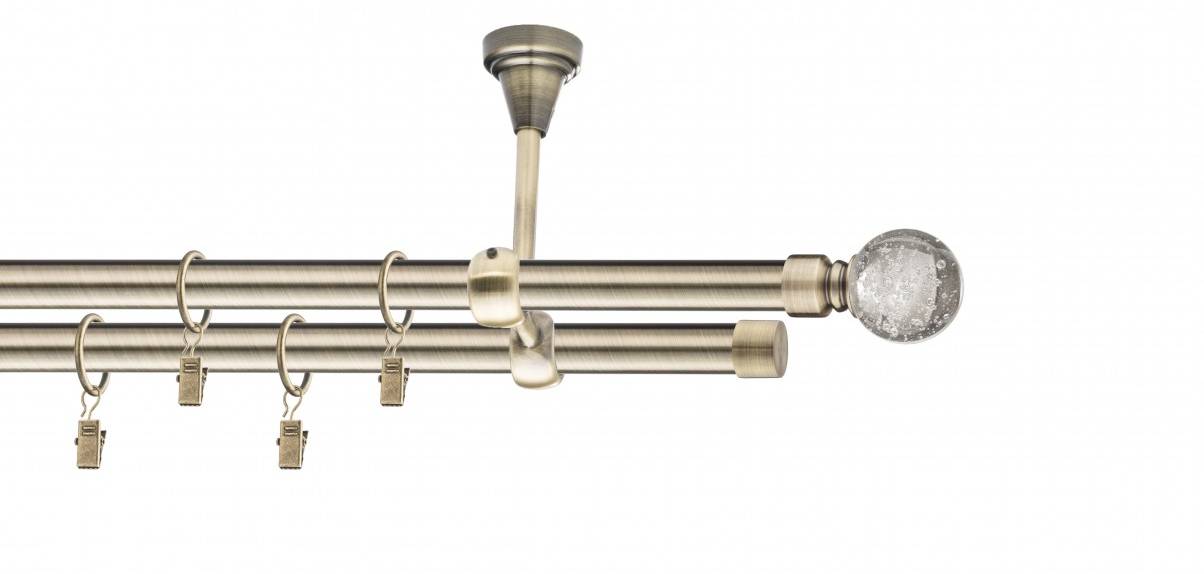 Galerie metalica Buble dubla de tavan 19 mm, antique brass (auriu antic)