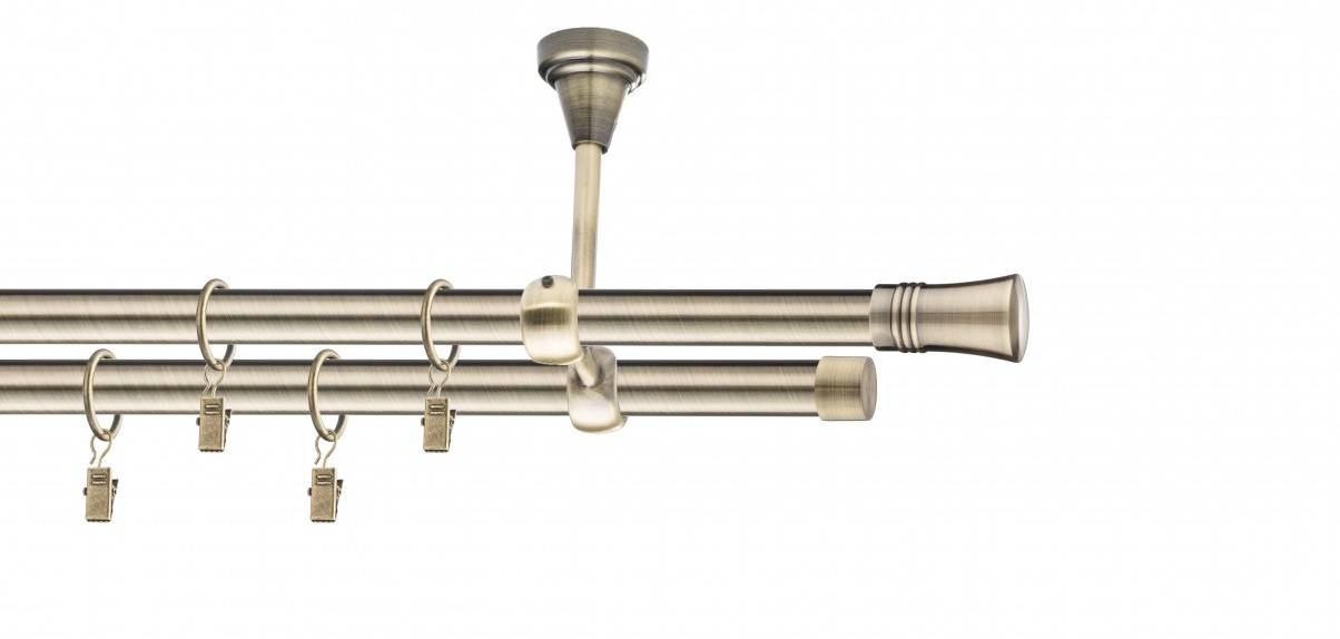 Galerie metalica Capri dubla de tavan 19 mm, antique brass (auriu antic)