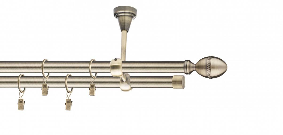 Galerie metalica Cezar dubla de tavan 19 mm, antique brass (auriu antic)