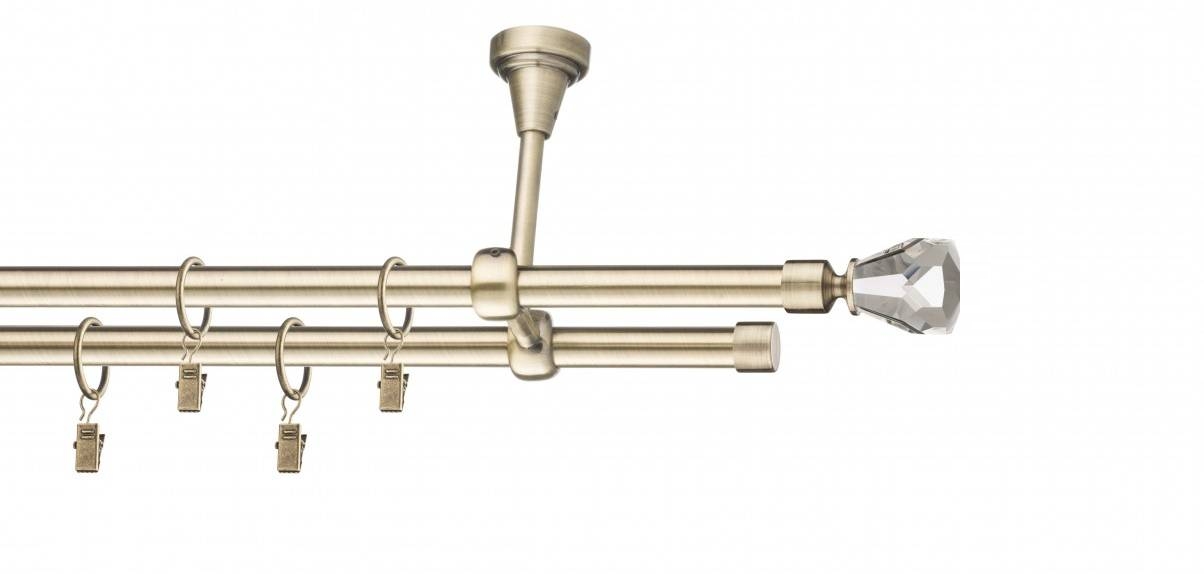 Galerie metalica Cristal dubla de tavan 19 mm, antique brass (auriu antic)